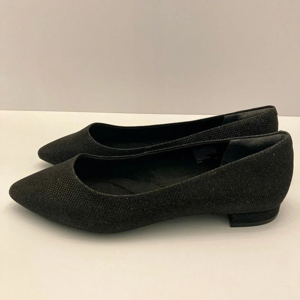 NEW Rockport Adelyn Total Motion Trutech Flat Black Canvas‎ Sparkle Womens 8 M